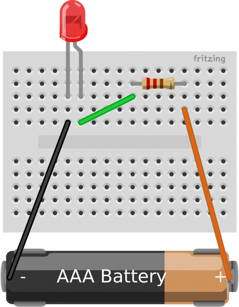 Montaje físico de un diodo LED